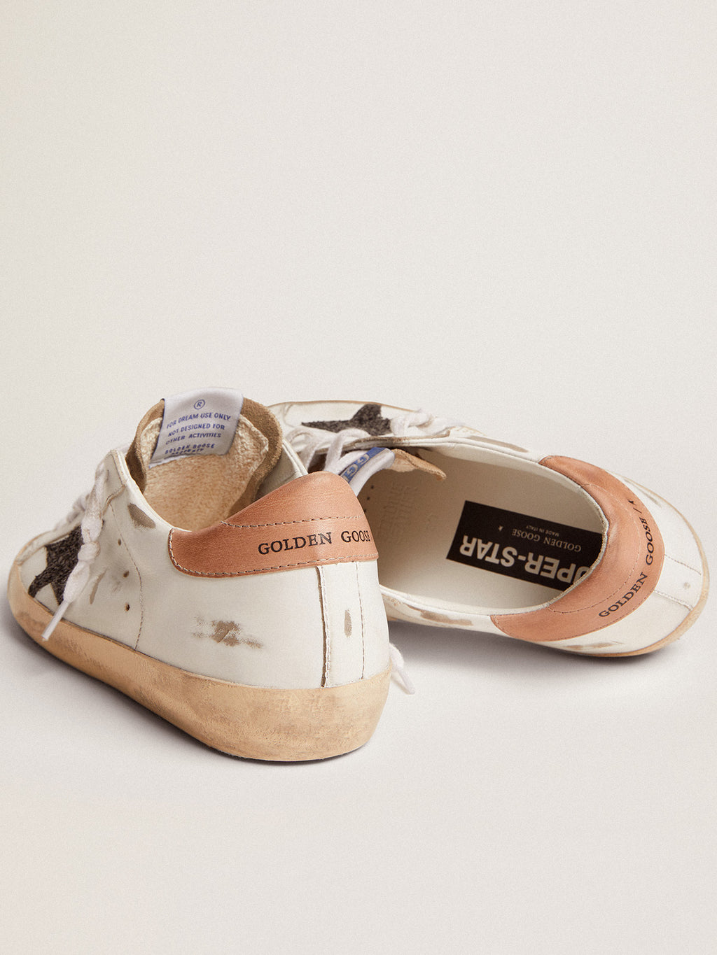 Women's Super-Star with black glitter star and pink heel tab| Golden Goose