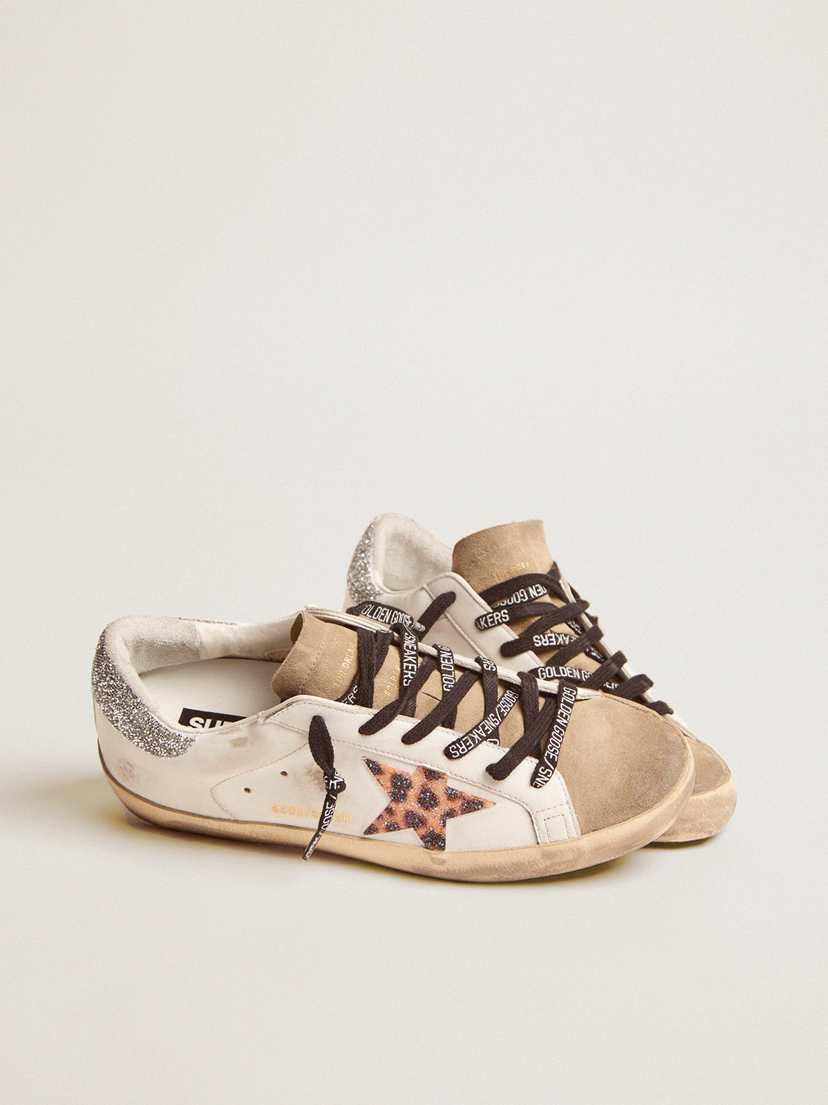 Women's Super-Star LTD with leopard print and crystal star| Golden Goose