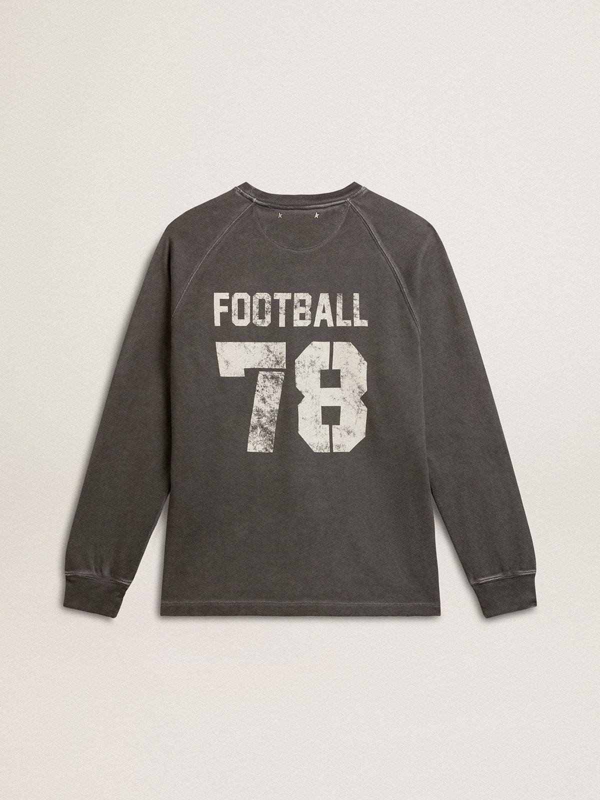 Men's crew-neck T-shirt in anthracite gray cotton with logo on the back