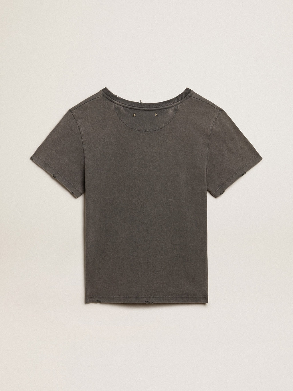Distressed slim-fit T-shirt in anthracite gray| Golden Goose