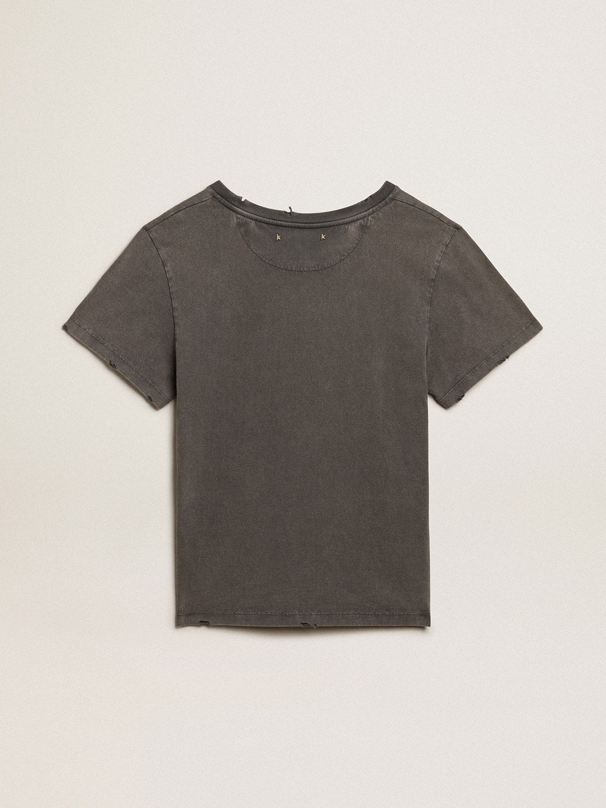 Distressed slim-fit T-shirt in anthracite gray| Golden Goose