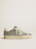 Women's Hi Star in silver glitter with suede star and white heel tab| Golden Goose
