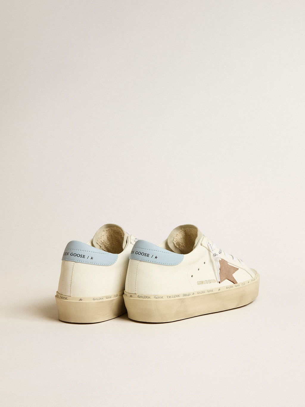 Hi Star LTD with pink suede star and light blue leather heel tab| Golden Goose