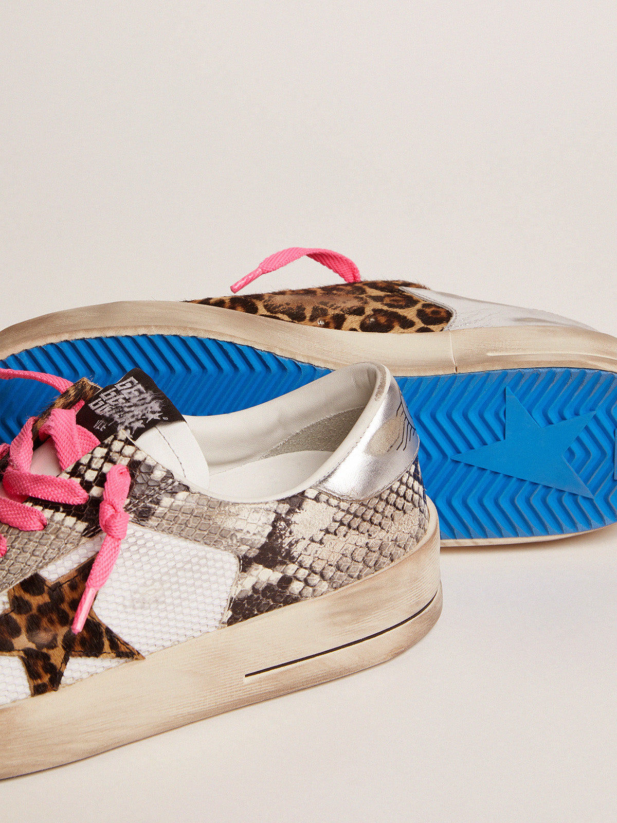 Women's Stardan LAB sneakers with leather upper and leopard-print pony skin star| Golden Goose