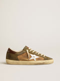 Super-Star LTD in green leather and tobacco-colored suede with silver star| Golden Goose