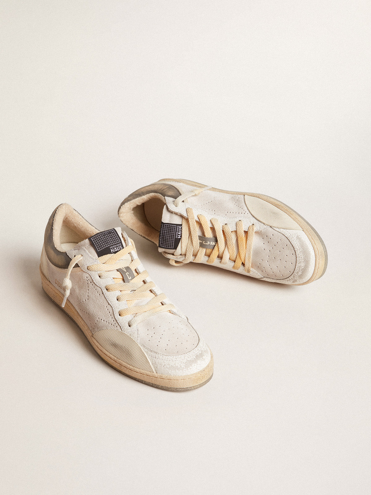 Men's Ball Star Pro in optical white leather with rubber inserts| Golden Goose