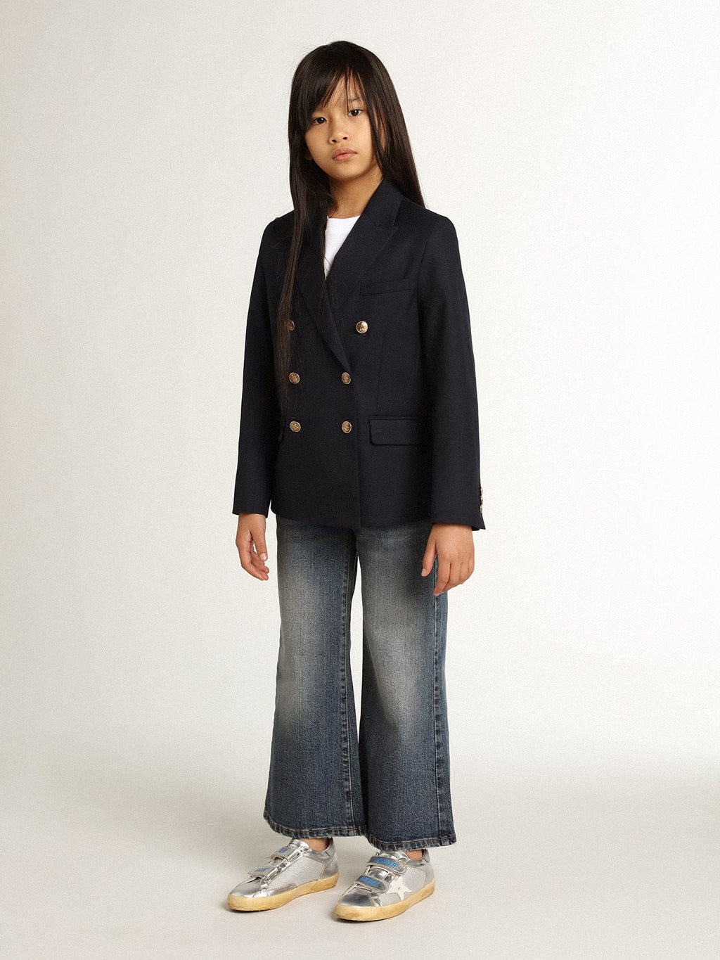 Wide-leg jeans in mid-blue bull denim| Golden Goose