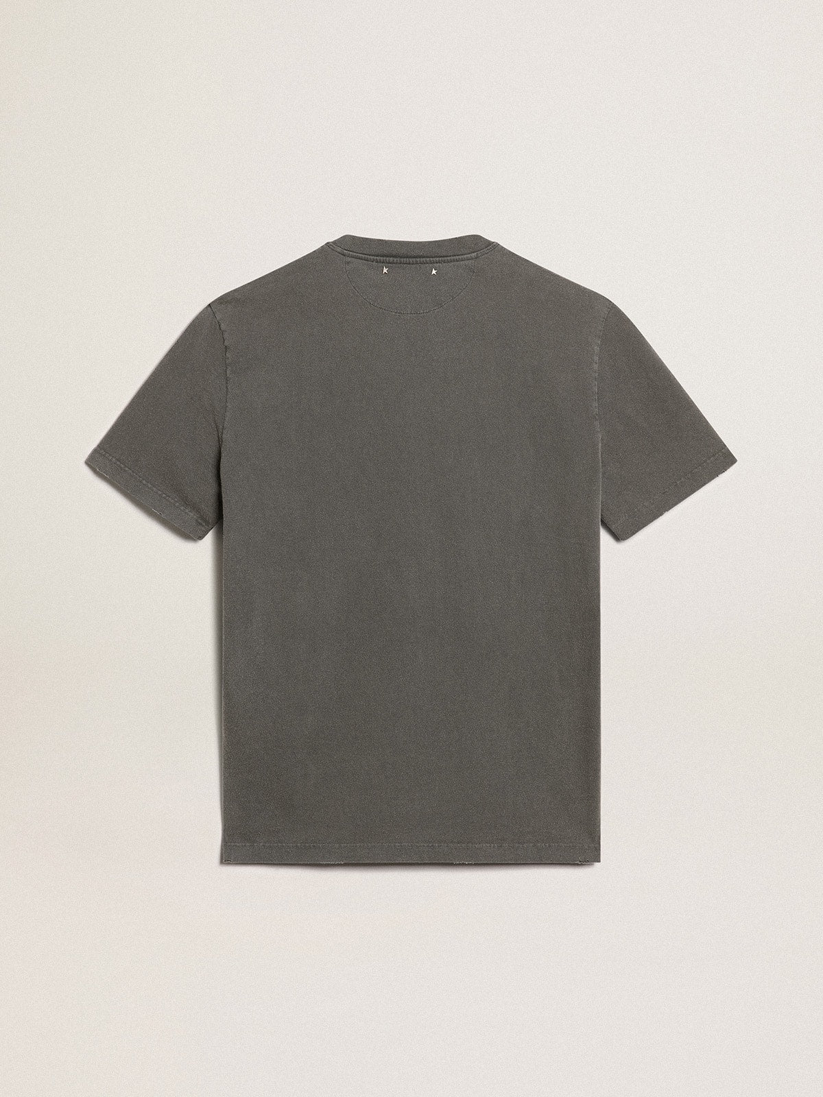 Men's anthracite gray T-shirt with distressed treatment| Golden Goose