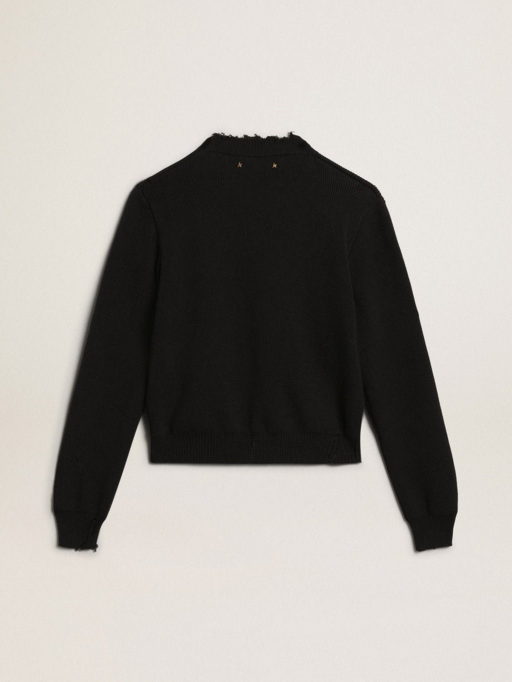Women's round-neck sweater in dark blue cotton| Golden Goose