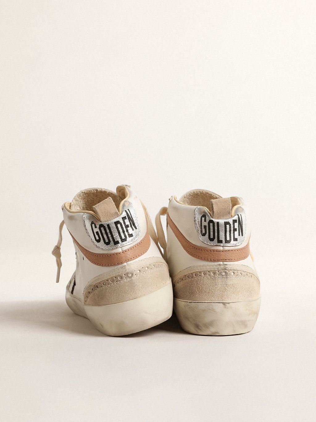 Mid Star LTD in nappa with glitter star and nude leather flash| Golden Goose