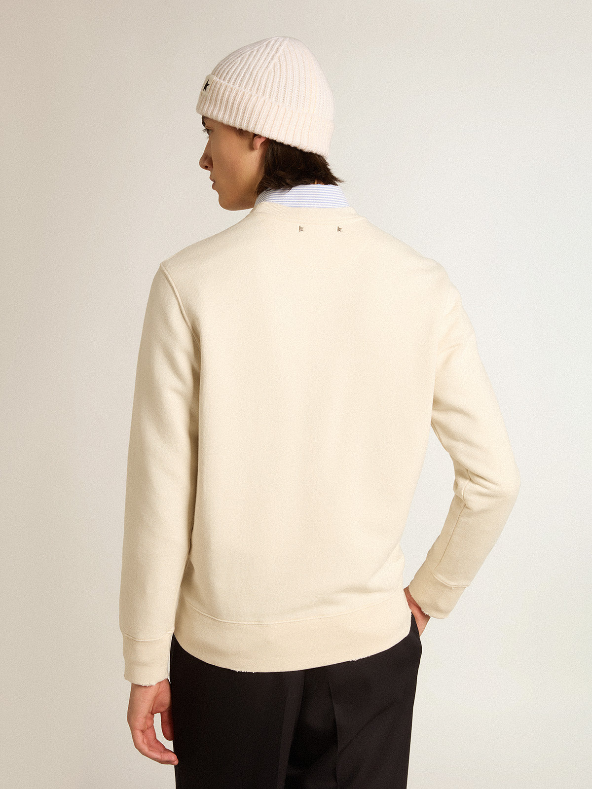 Aged white cotton sweatshirt| Golden Goose