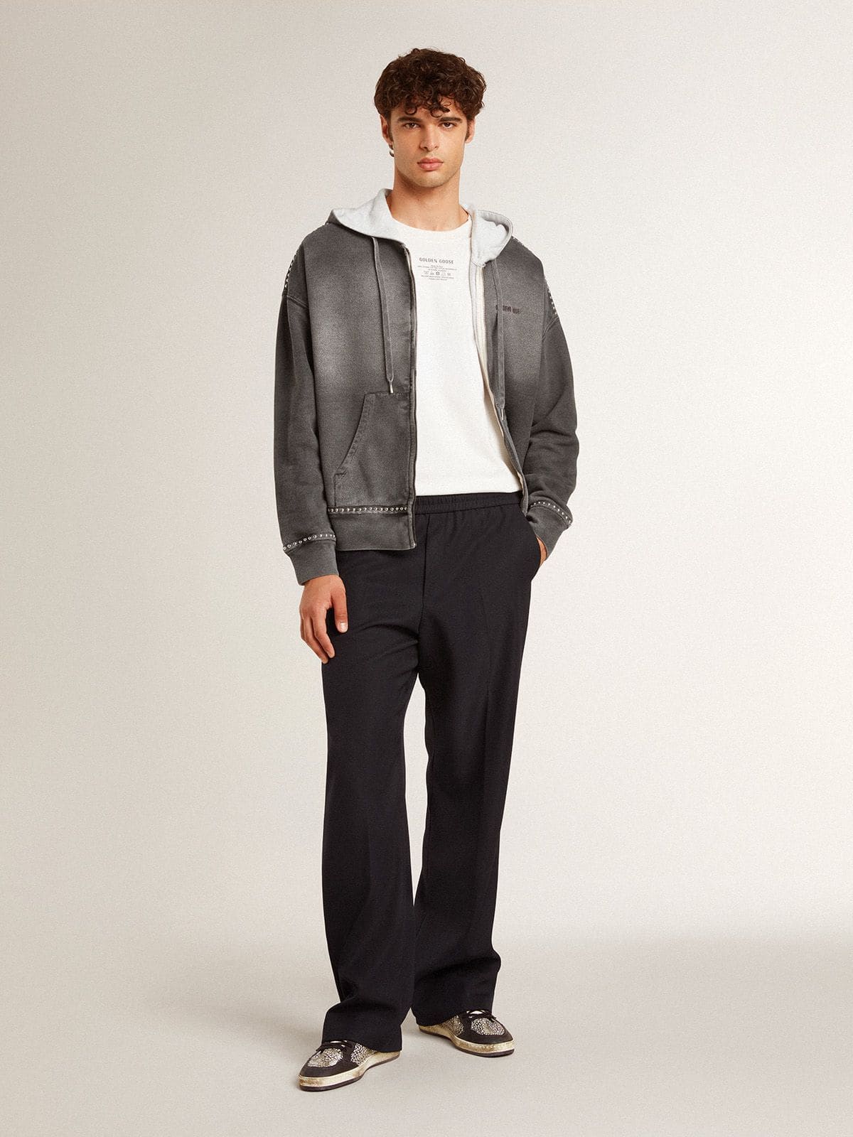 Men's Ball Star in elephant-print leather with black leather star| Golden Goose