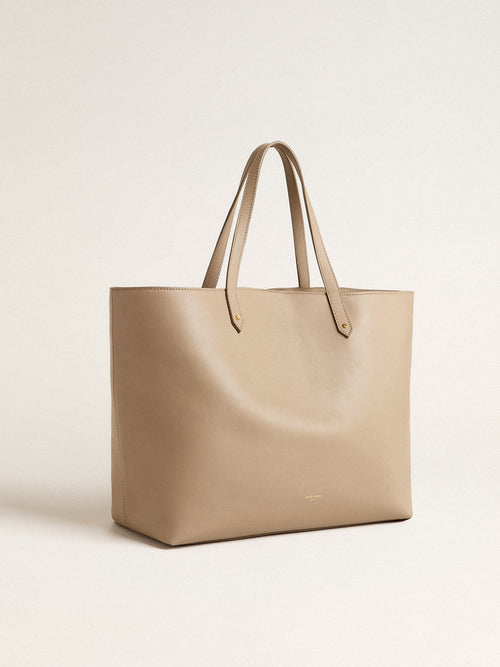 Dove-gray Pasadena Bag in smooth leather with gold logo| Golden Goose