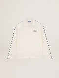 Men's papyrus white zipped sweatshirt with black stars| Golden Goose