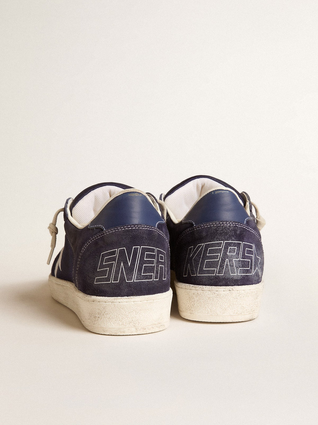 Ball Star LTD in blue suede and nylon with white star and blue heel tab| Golden Goose