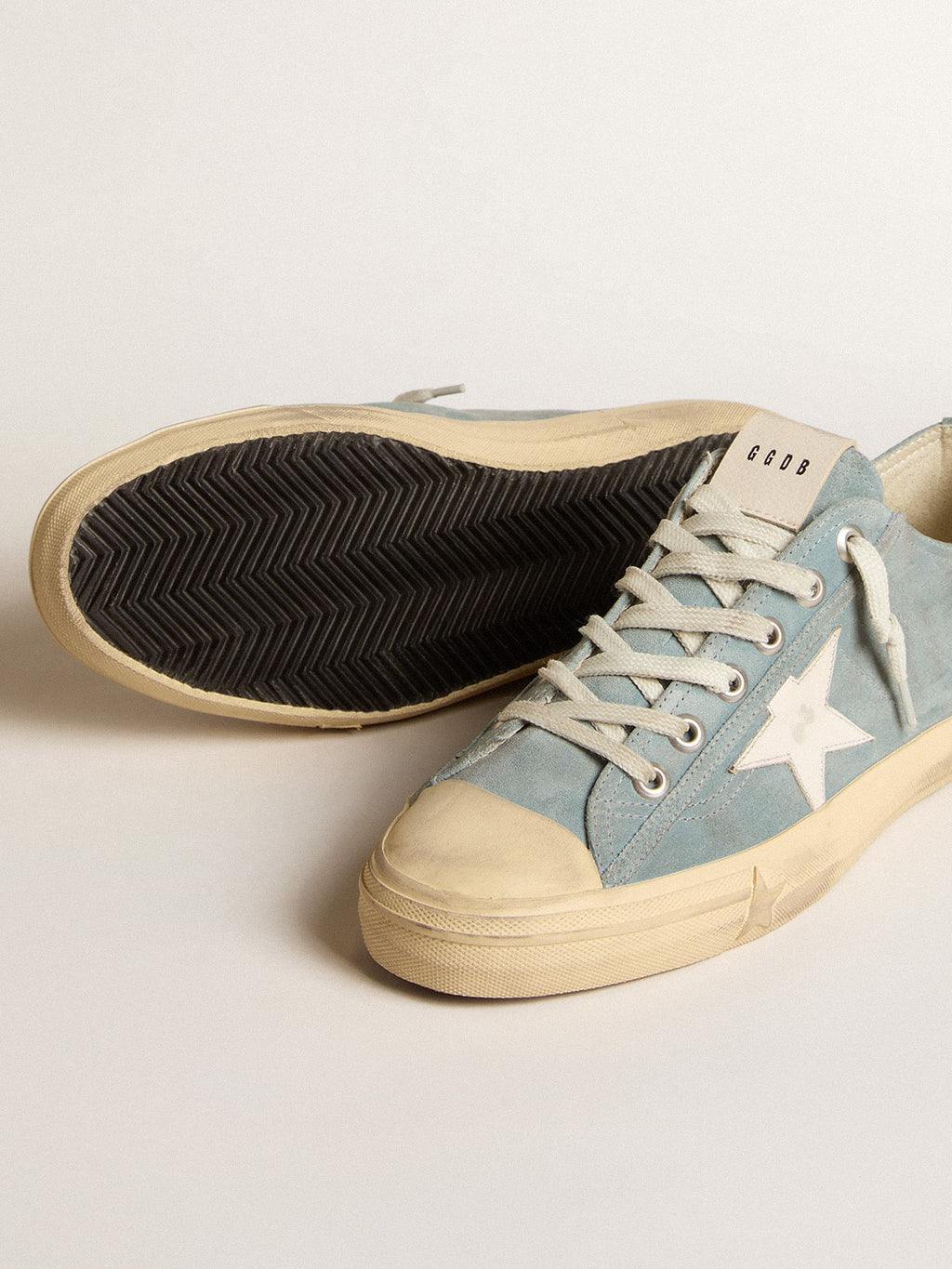 V-Star in silver-blue suede with white leather star| Golden Goose