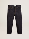 Men's dark blue jeans in one-wash denim