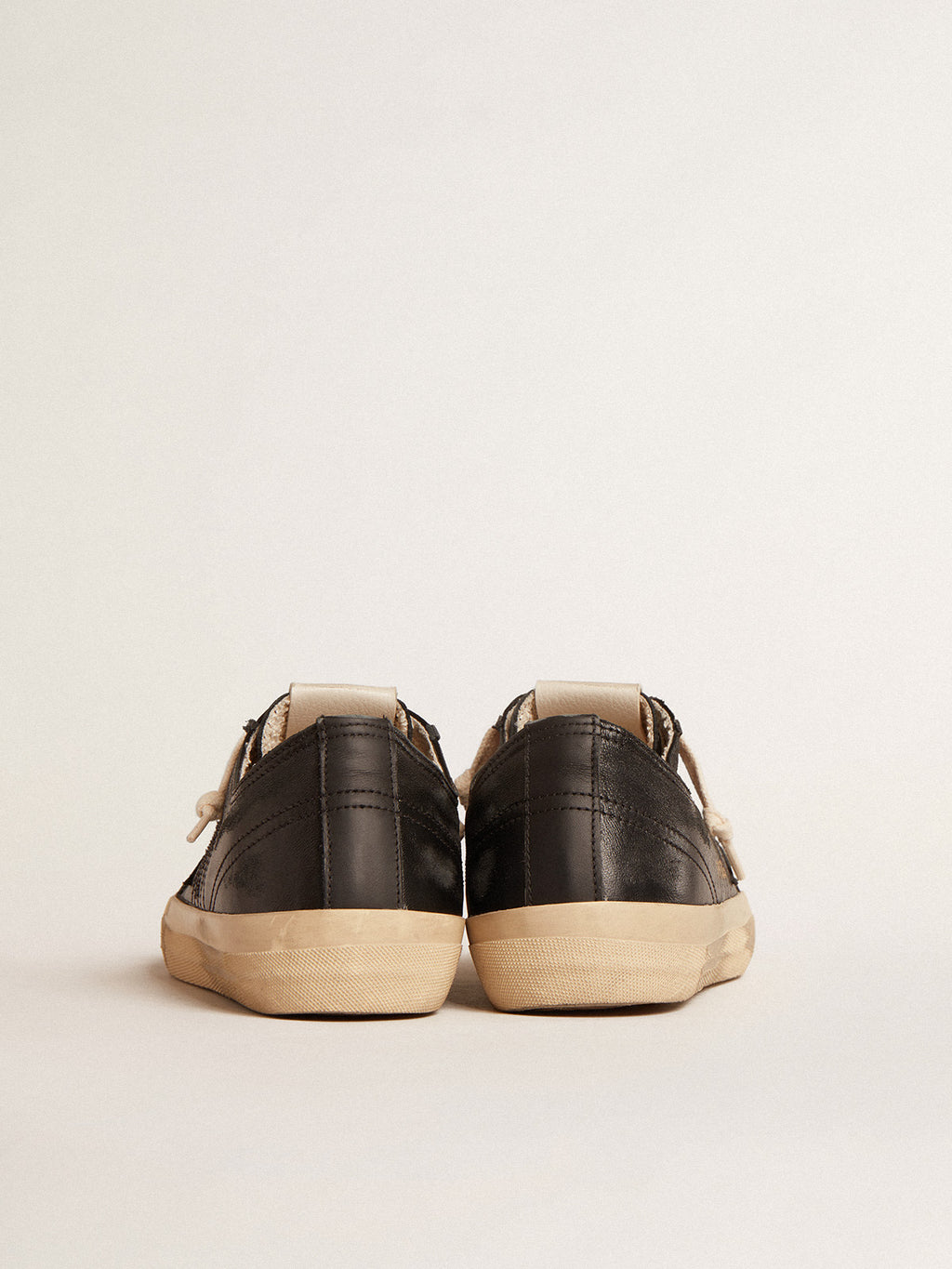 Women's V-Star in black nappa leather with a black leather star| Golden Goose