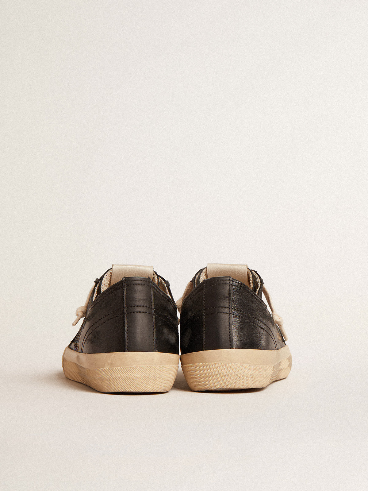 Women's V-Star in black nappa leather with a black leather star| Golden Goose