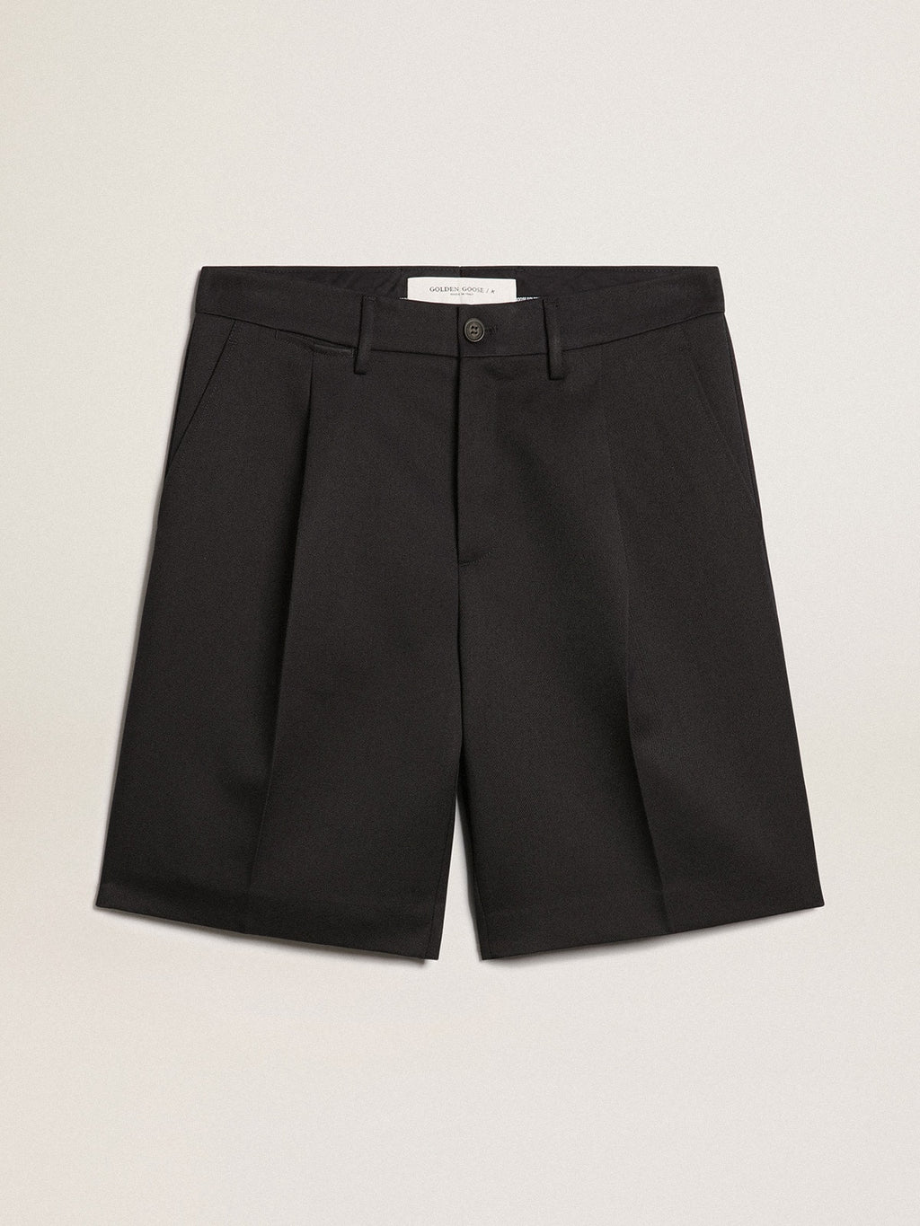Men's bermuda shorts in dark blue wool| Golden Goose