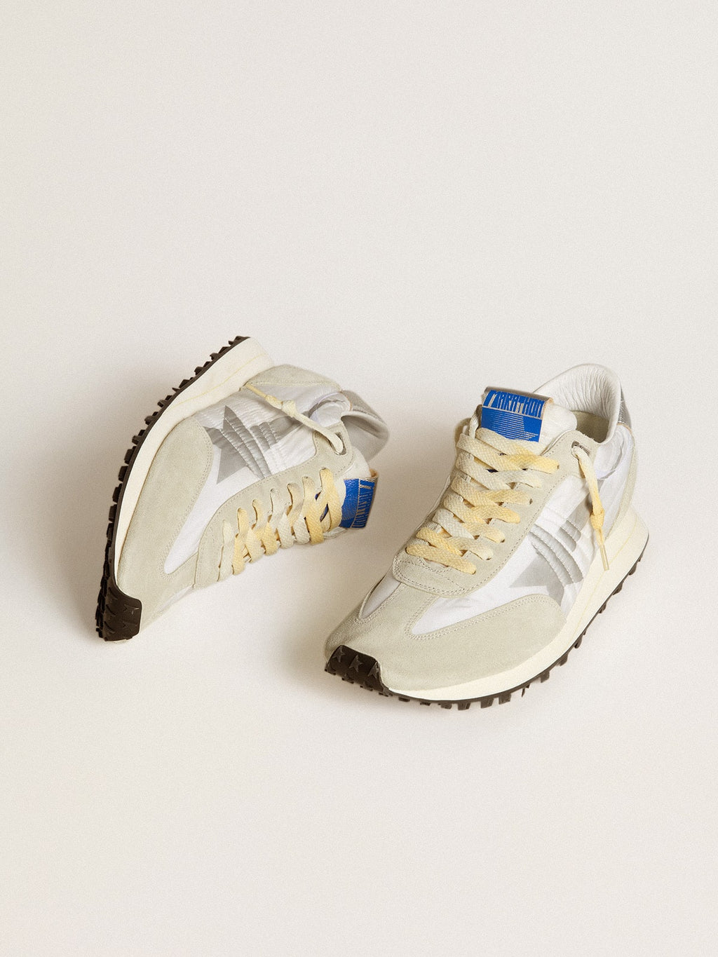 Men's Marathon with white nylon upper and silver star| Golden Goose