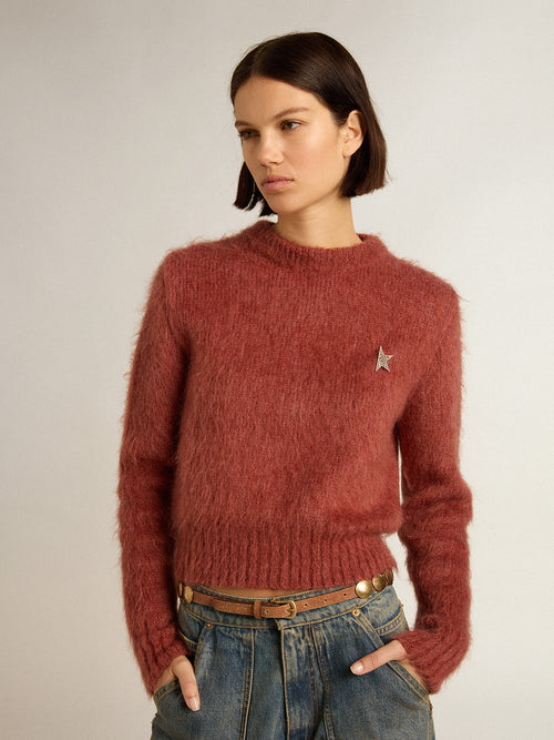 Dark lilac mohair cropped sweater| Golden Goose