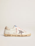 Women's Super-Star with silver glitter star and leopard print heel tab| Golden Goose