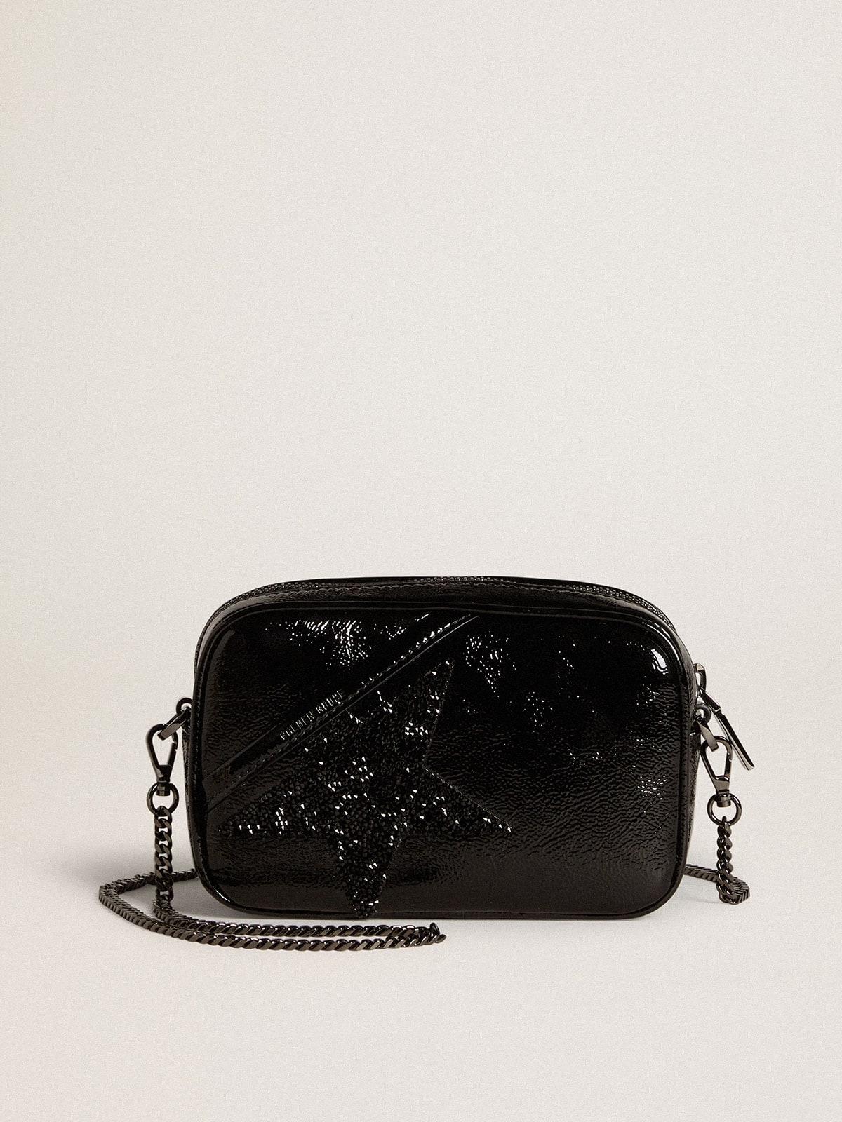 Mini Star Bag in black leather with Swarovski crystal star| Golden Goose