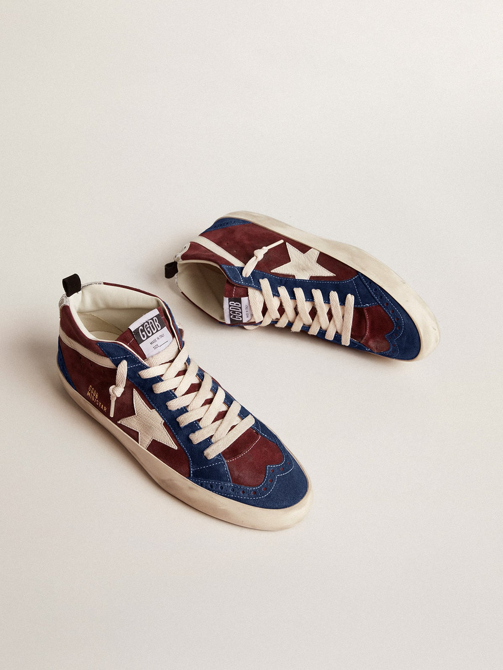 Mid Star in wine-red suede with white nappa star and flash| Golden Goose