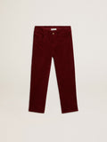 Burgundy cotton wide-leg pants| Golden Goose