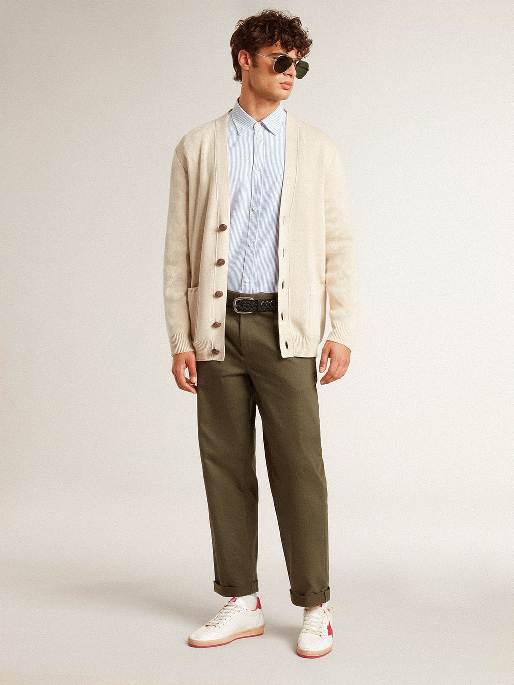 Men's Ball Star  Wishes in white leather with a red star and heel tab| Golden Goose