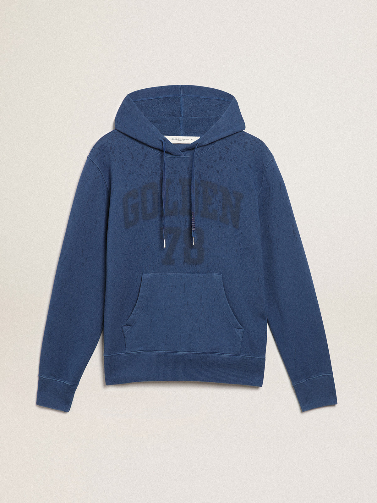 Men's midshipman blue sweatshirt with lettering| Golden Goose