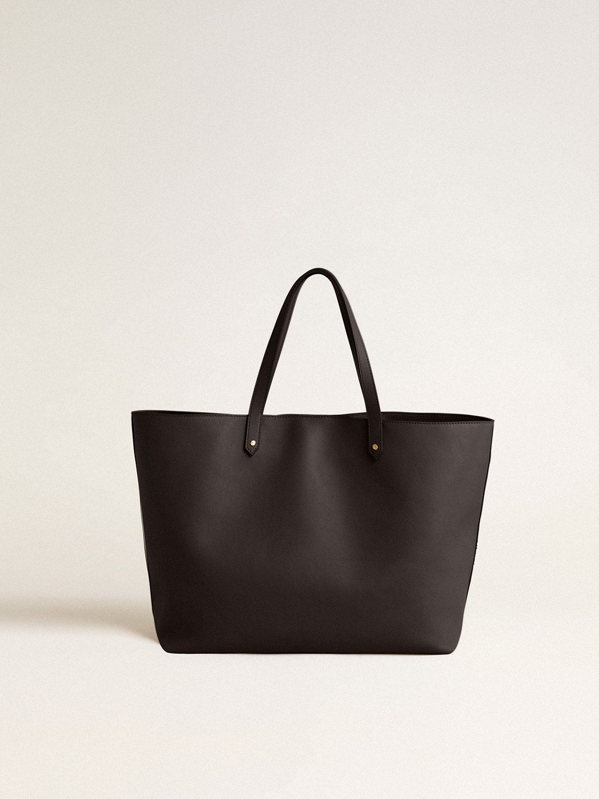 Black Pasadena Bag made of smooth leather with gold logo| Golden Goose