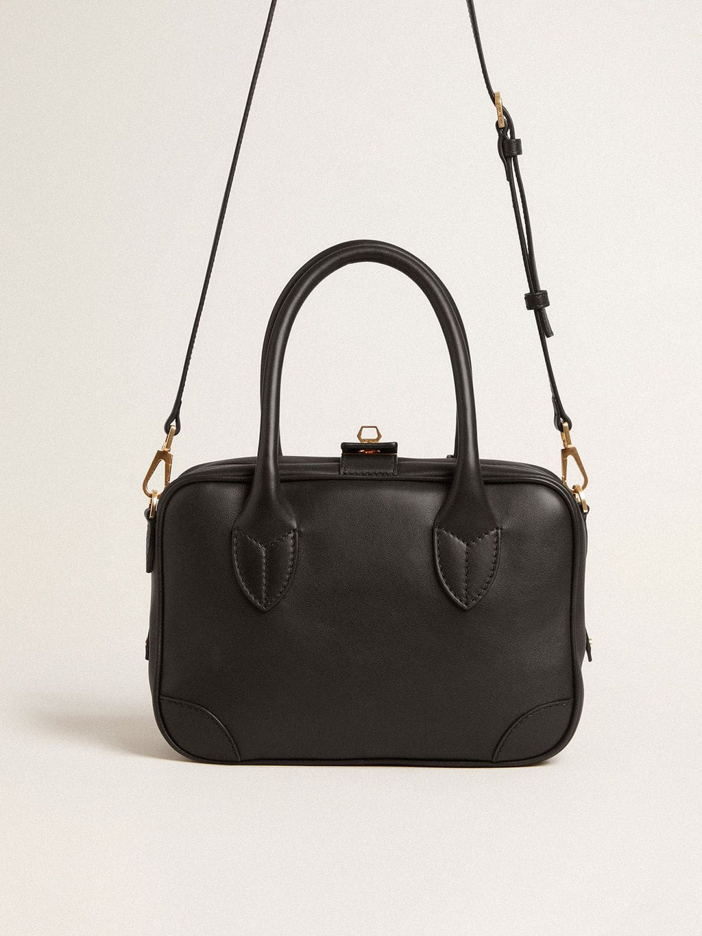 Vita Bag in smooth black leather with gold details| Golden Goose
