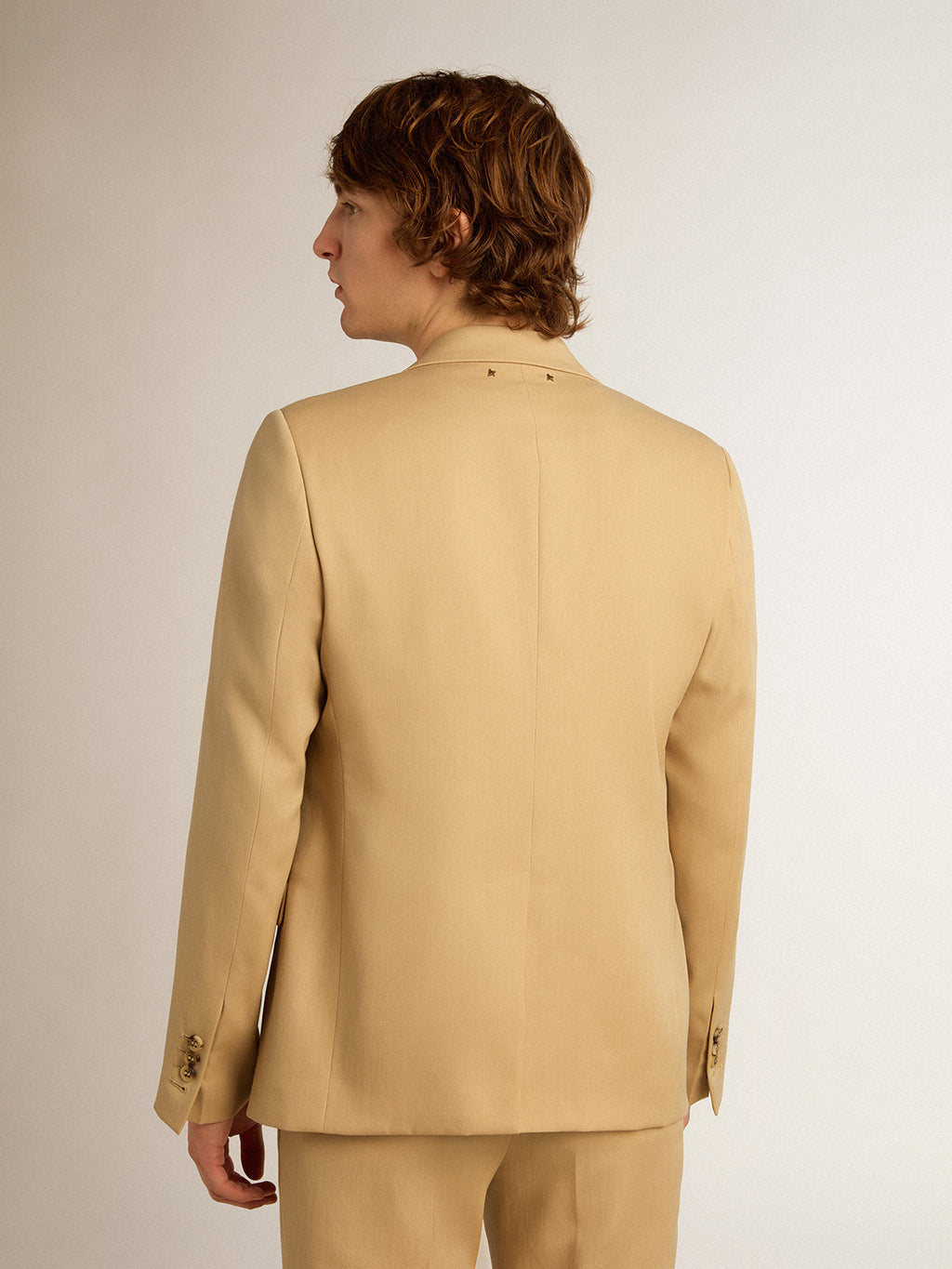 Single-breasted blazer in sand with horn buttons| Golden Goose