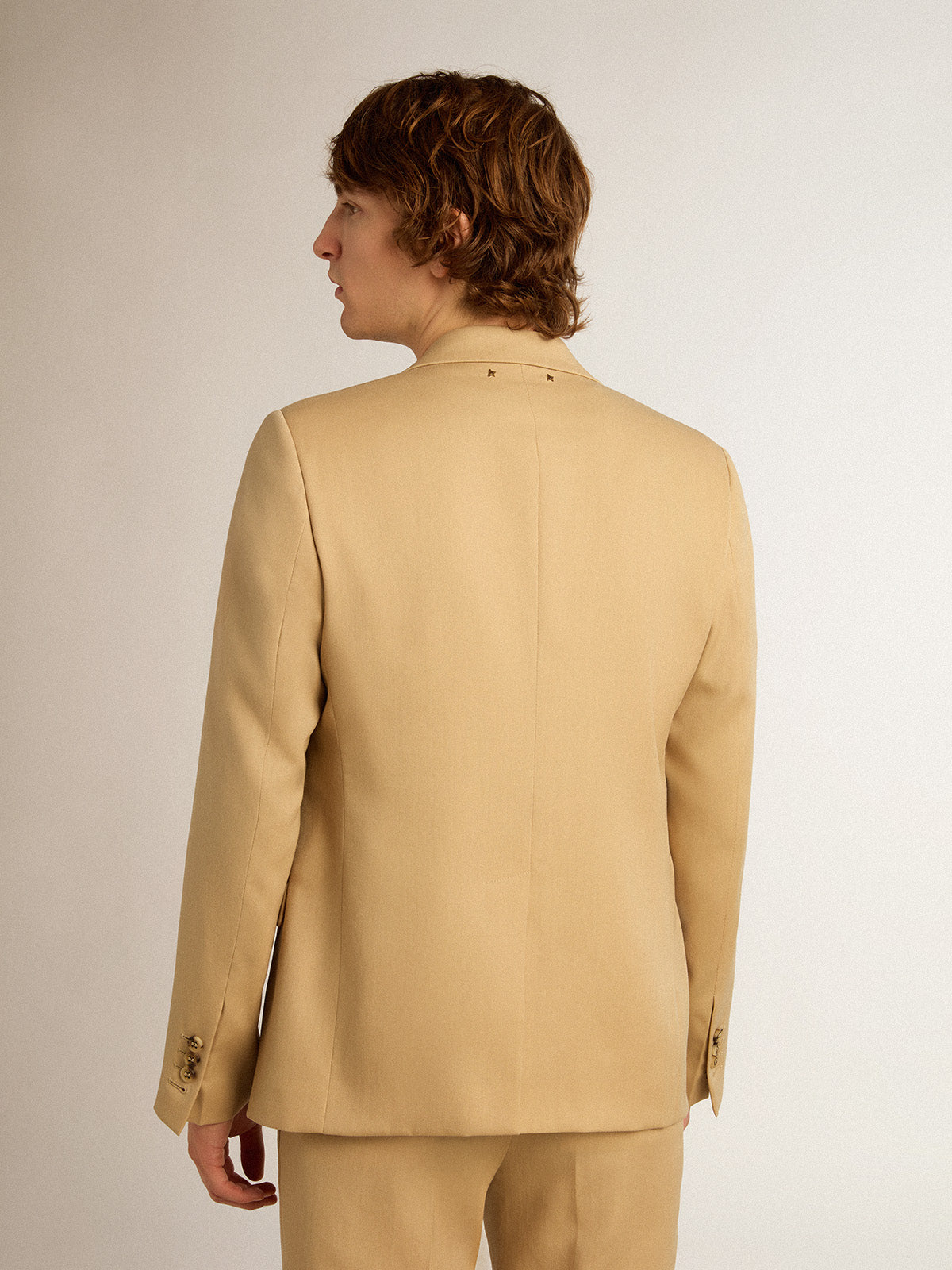Single-breasted blazer in sand with horn buttons| Golden Goose