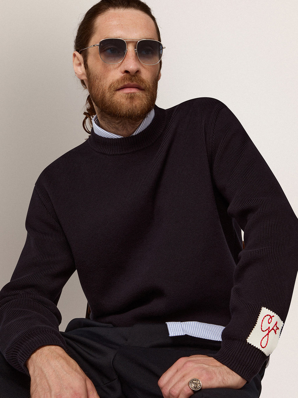 Sunframe Roger aviator model with silver frame| Golden Goose