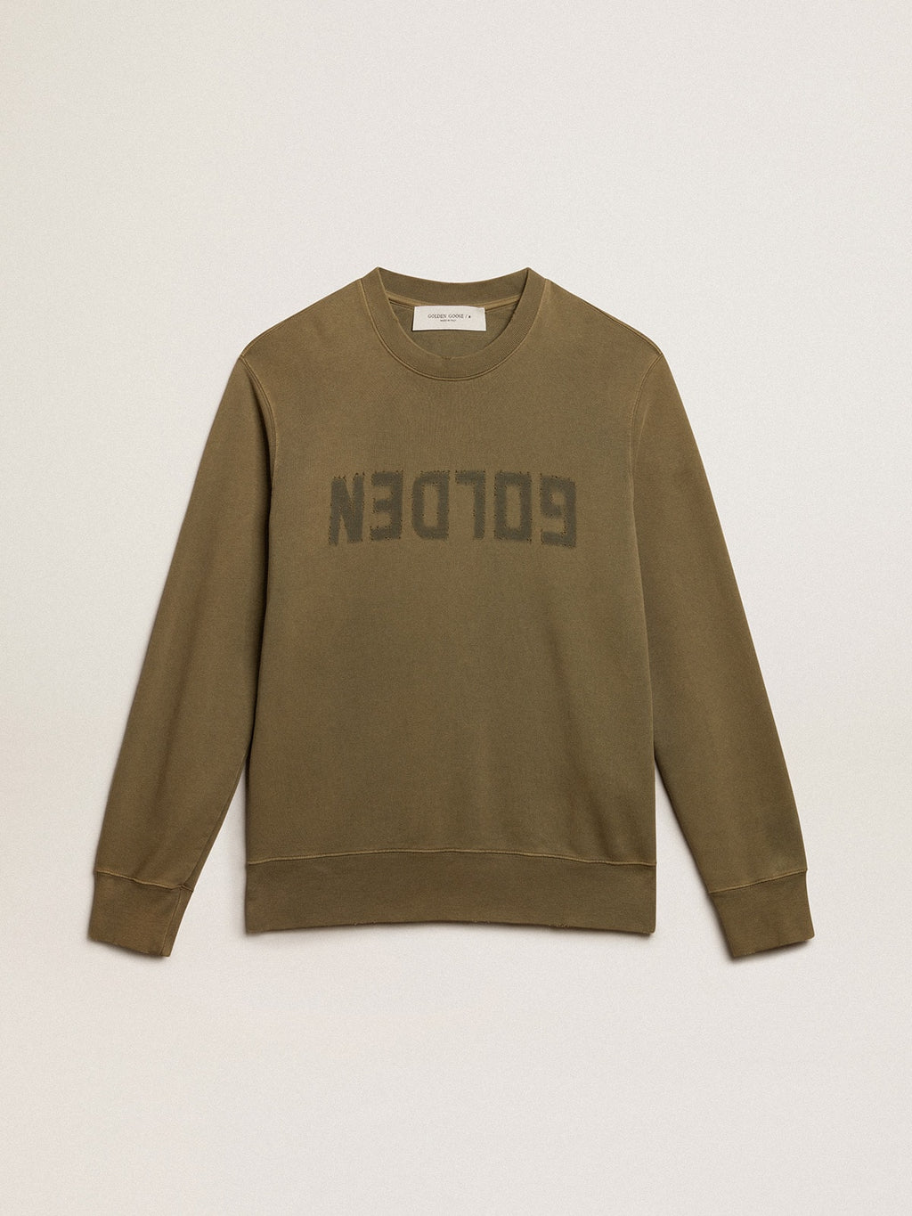 Men's olive green sweatshirt with Golden lettering| Golden Goose