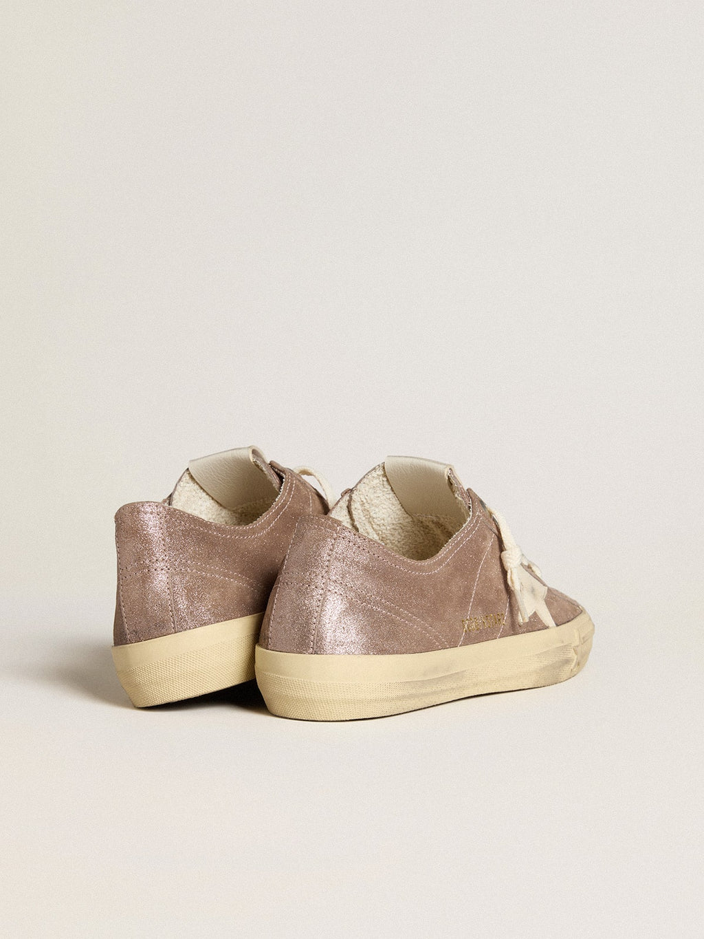 V-Star in light brown metallic suede with cream leather star| Golden Goose
