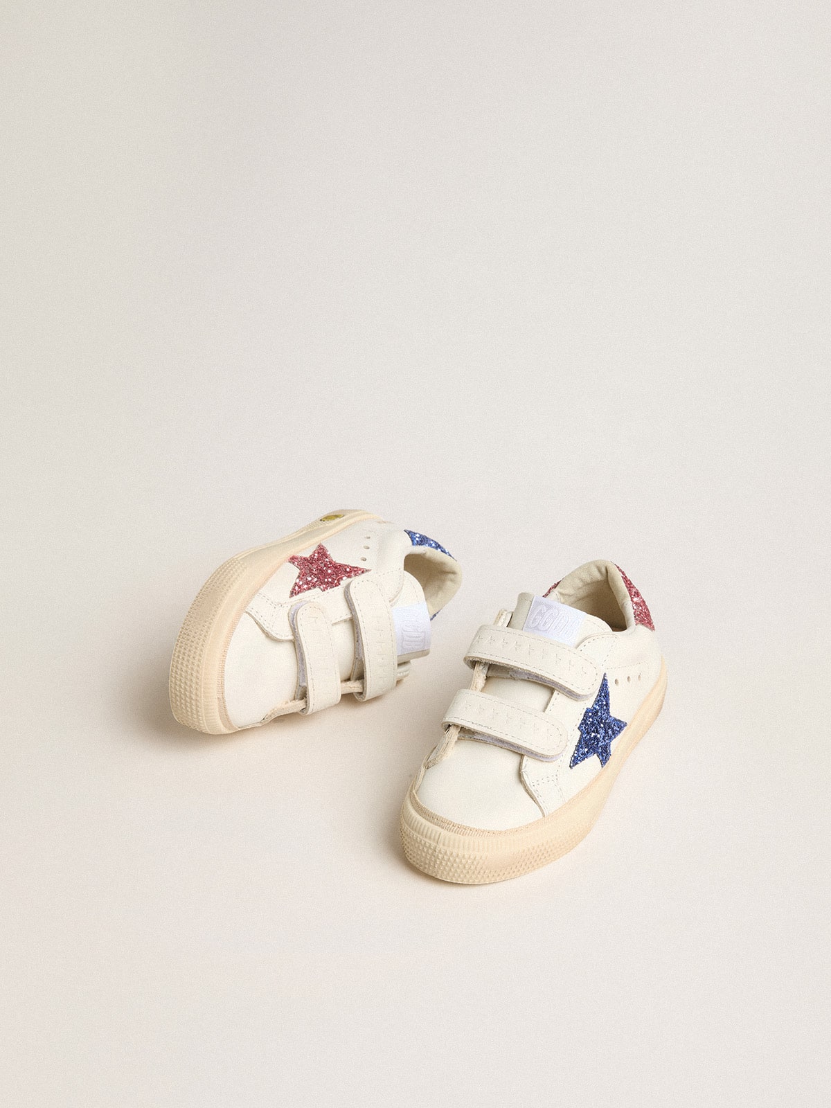 Young May School in leather with glitter star and heel tab| Golden Goose