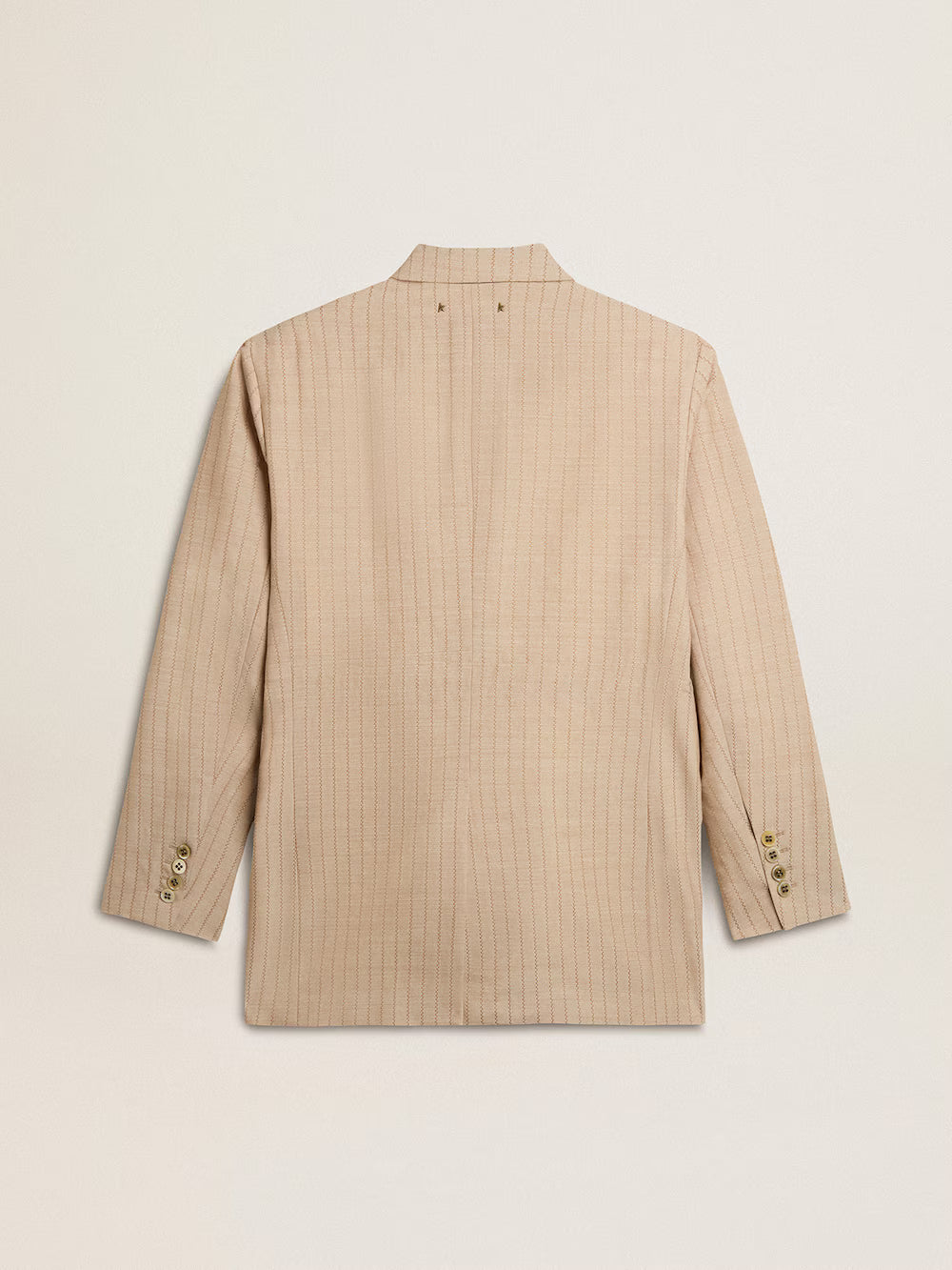 Women's dark beige double-breasted blazer with button fastening| Golden Goose