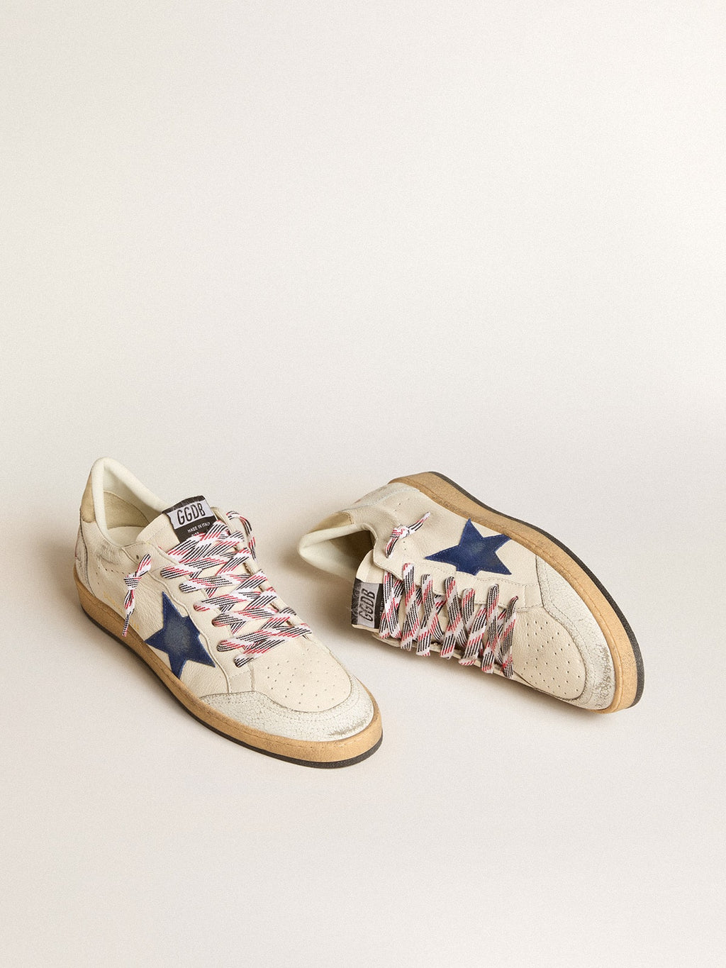 Men's Ball Star in nappa leather with blue suede star and platinum leather heel tab| Golden Goose