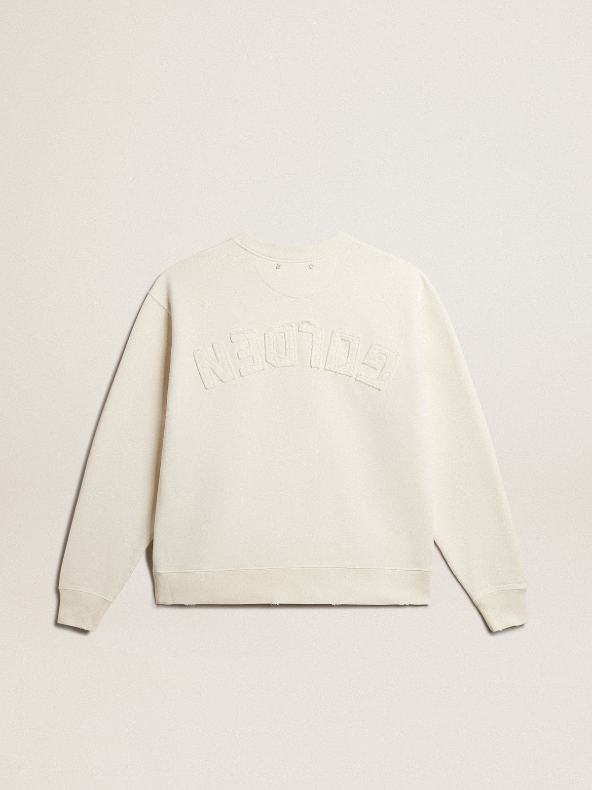 Sweatshirt in aged white with reverse logo on the back - Jersey Capsule| Golden Goose