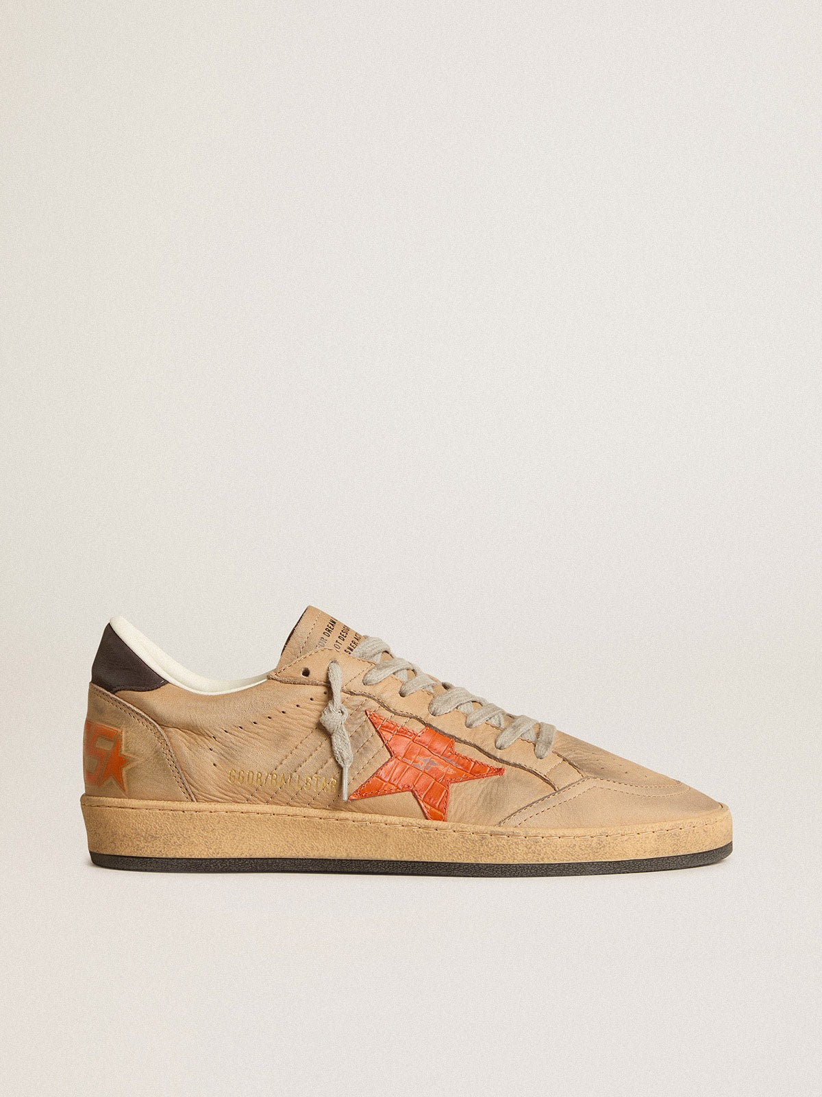 Ball Star in beige nubuck with croc-print leather star and nubuck heel tab| Golden Goose
