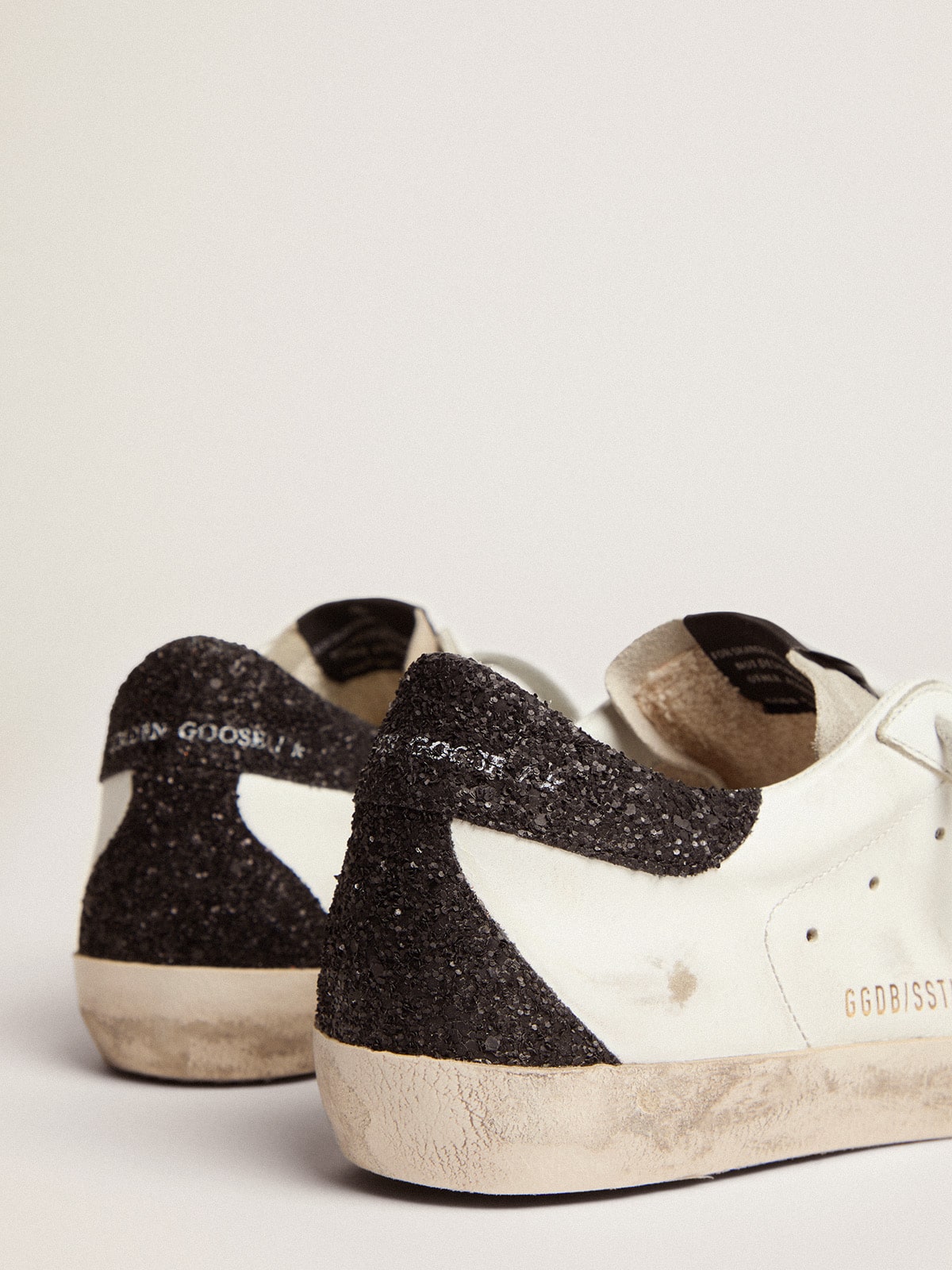 Women's Super-Star LTD with gold star and black glitter heel tab| Golden Goose