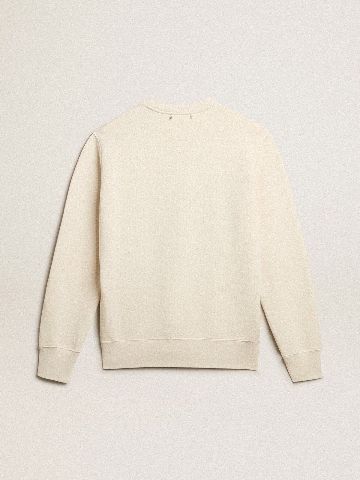 Men's aged white cotton sweatshirt with embroidery on the front