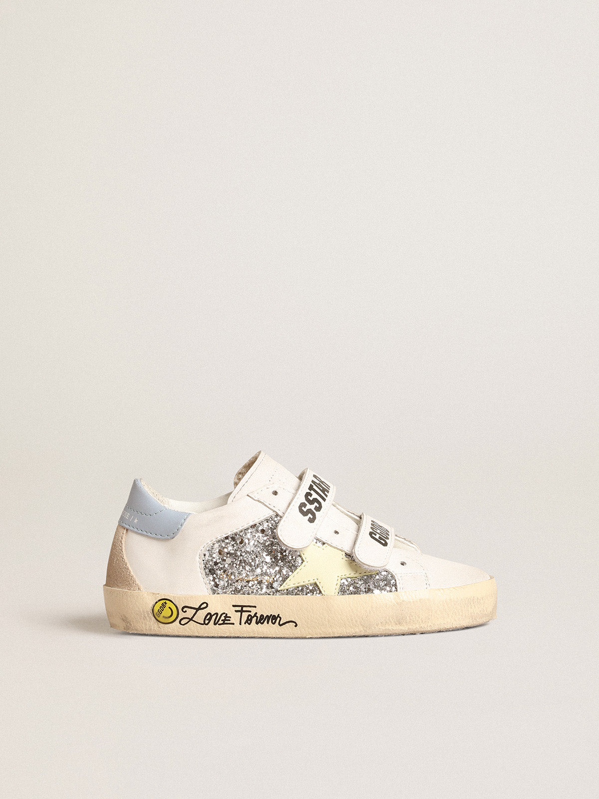 Bio-based Old School Young with yellow star and glitter inserts| Golden Goose