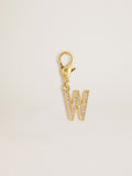 Letter W charm in gold-colored brass with crystals| Golden Goose