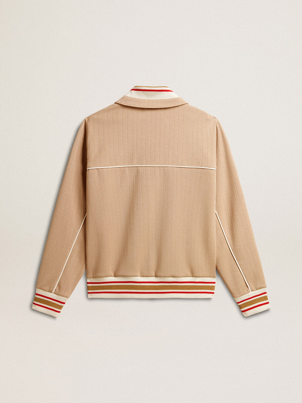 Women's light beige zipped sweatshirt with white logo| Golden Goose