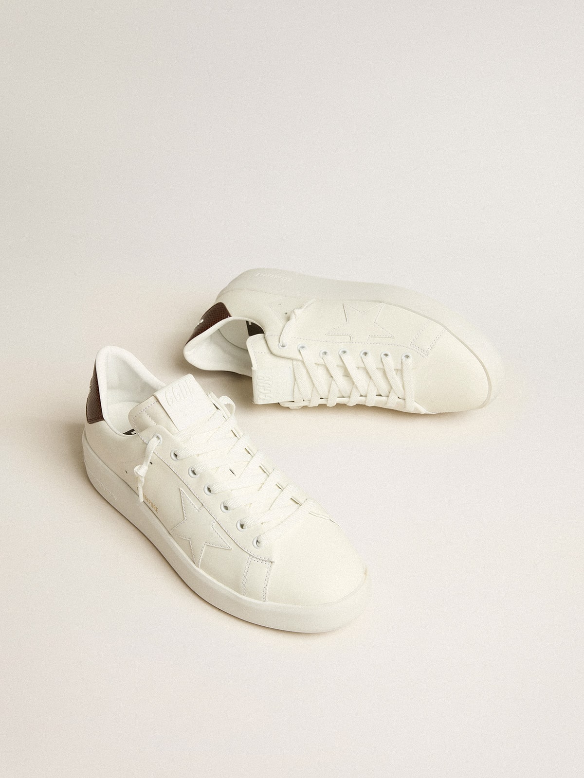 Purestar with white star and burgundy lizard-print heel tab| Golden Goose